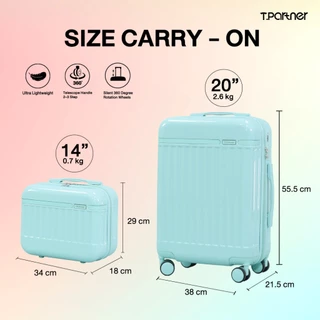 [ประกัน1ปี] Tpartner แท้ กระเป๋าเดินทางล้อลาก Melody สีสุดน่ารัก วัสดุ PC+ABS ผิวเงาสวย แข็งแรง เบา