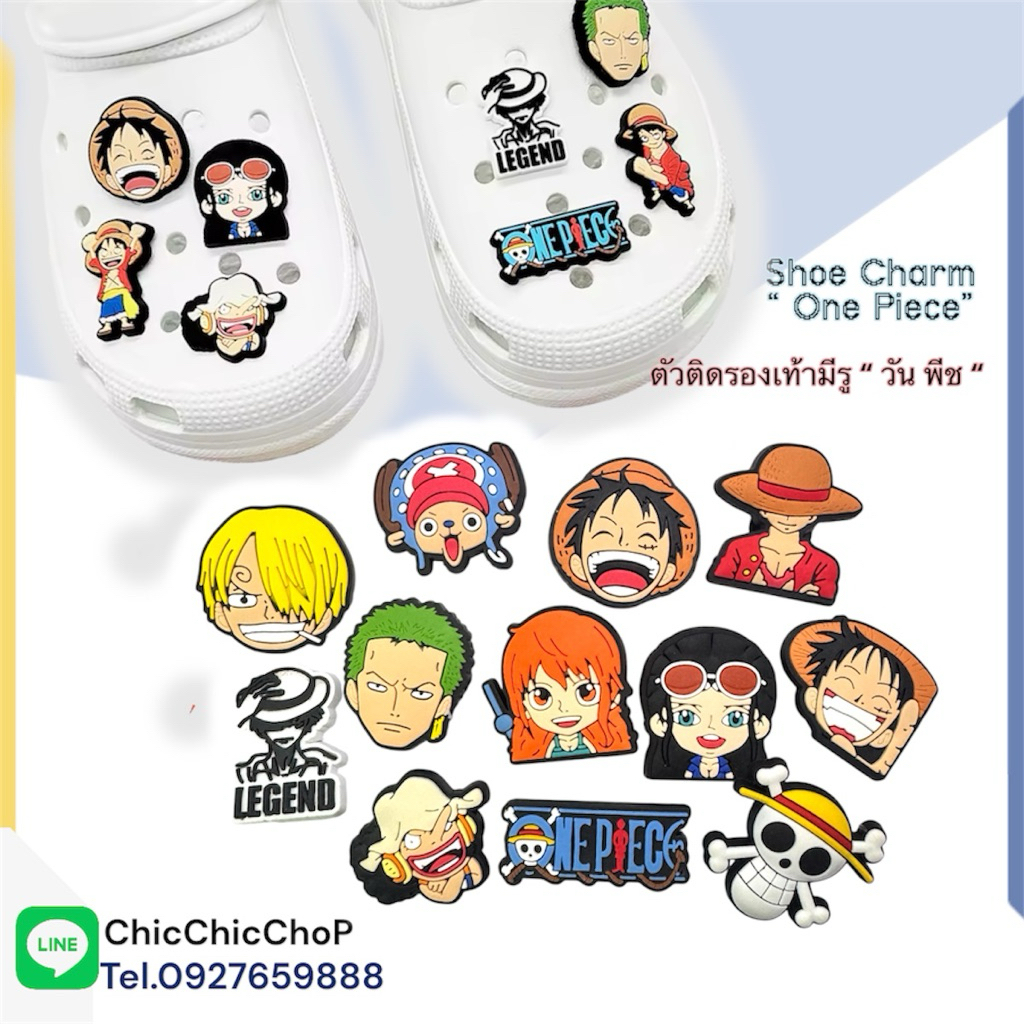 OP5 ตัวติดรองเท้ามีรู “ แก๊งค์ กะโหลก โจรสลัด วัน พีช ” shoe Charm “ wanted " One OP