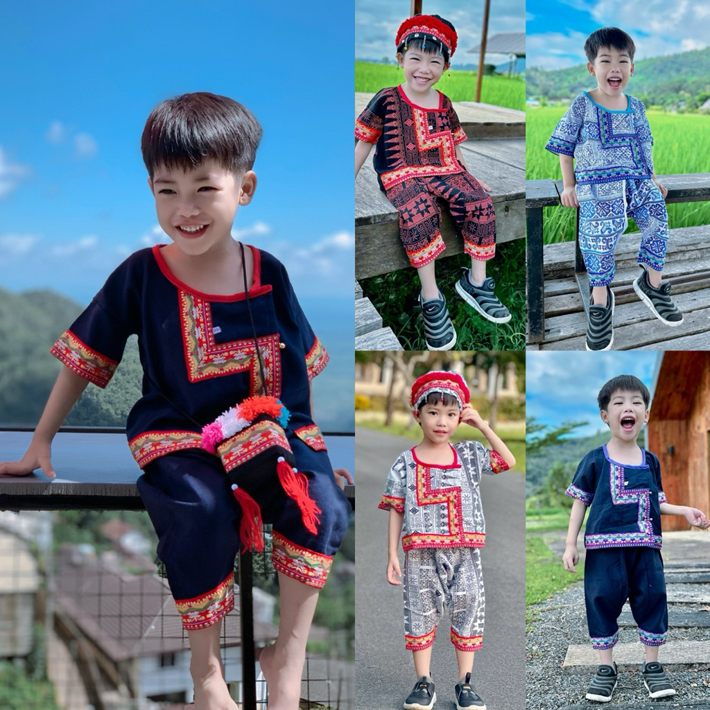 ชุดเซ็ต เสื้อกางเกงเด็กดอย ชุดเด็กชายน่ารักๆ (ด.ช.) // หมวกและกระเป๋ามีขายนะคะ