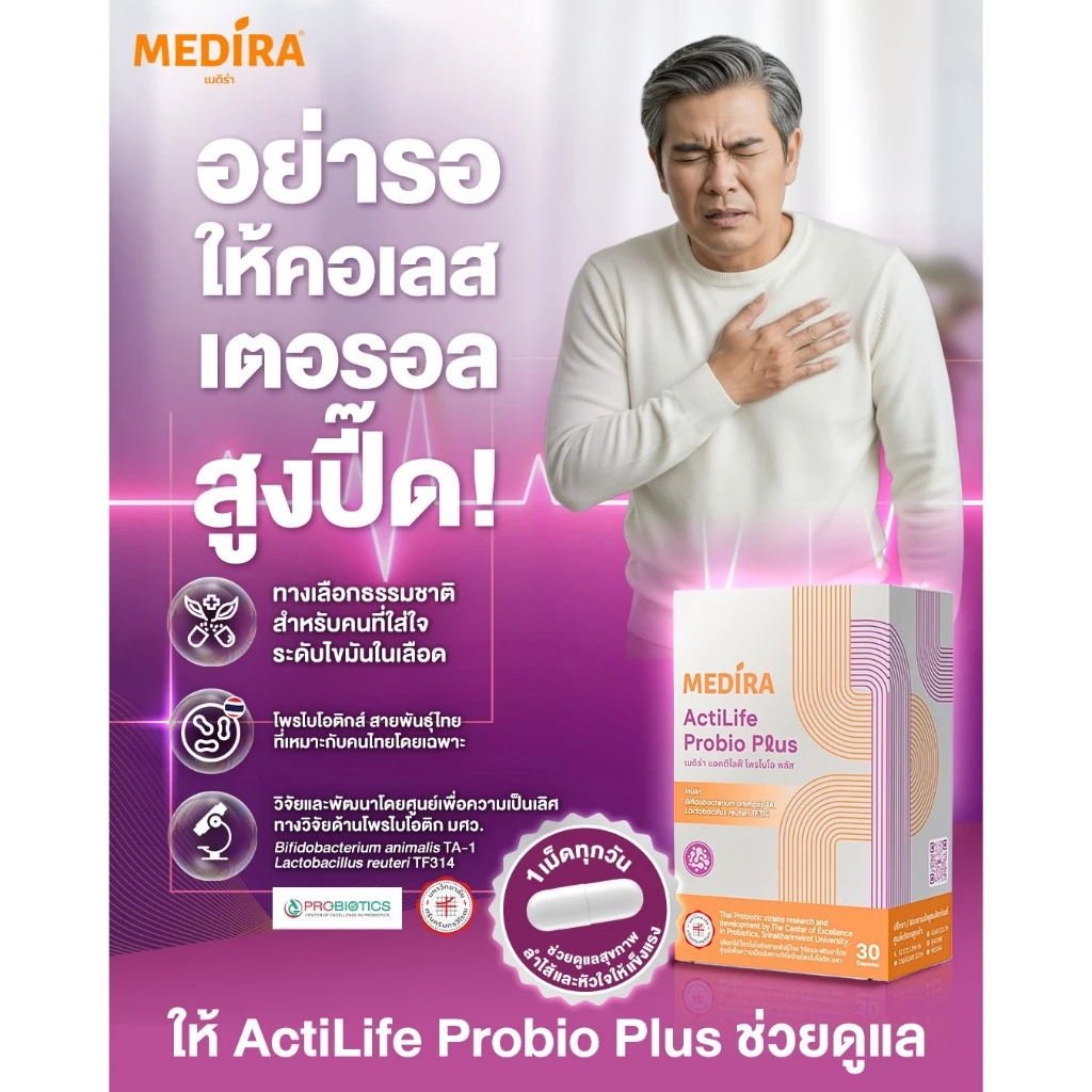 Medira ActiLife Probio Plus โพรไบโอติกส์ มีวิจัยรองรับ! ลดคอเลสเตอรอล ลดการสะสมของไขมันในหลอดเลือด thumbnail 5