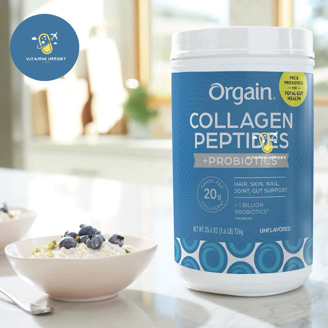 พร้อมส่ง คอลลาเจน Orgain Peptides + Probiotics ผงคอลลาเจนคุณภาพสูง นำจากอเมริกา 1.6lbs (726g.)