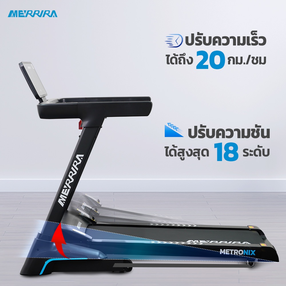 [ผ่อน0%10เดือน] MERRIRA ลู่วิ่งไฟฟ้า 4.8 แรงม้า รุ่น MX-920 ต่อ Bluetooth ได้ สายพานกว้าง 50 ซม. ปรับชันไฟฟ้า 18 ระดับ รูปที่ 3