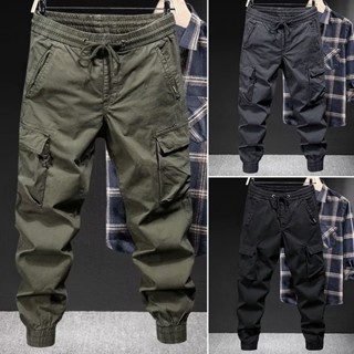 พร้อมส่งจากไทย✨กางเกงผู้ชาย กางเกงคาร์โก้ หลายกระเป๋า เชือกผ…