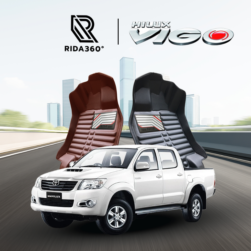 [RIDA360°] พรมรถยนต์ TOYOTA  VIGO CAB 2006-2014 พรมปั๊มขึ้นรูปไร้รอยต่อ รับประกัน5ปี [061][062]