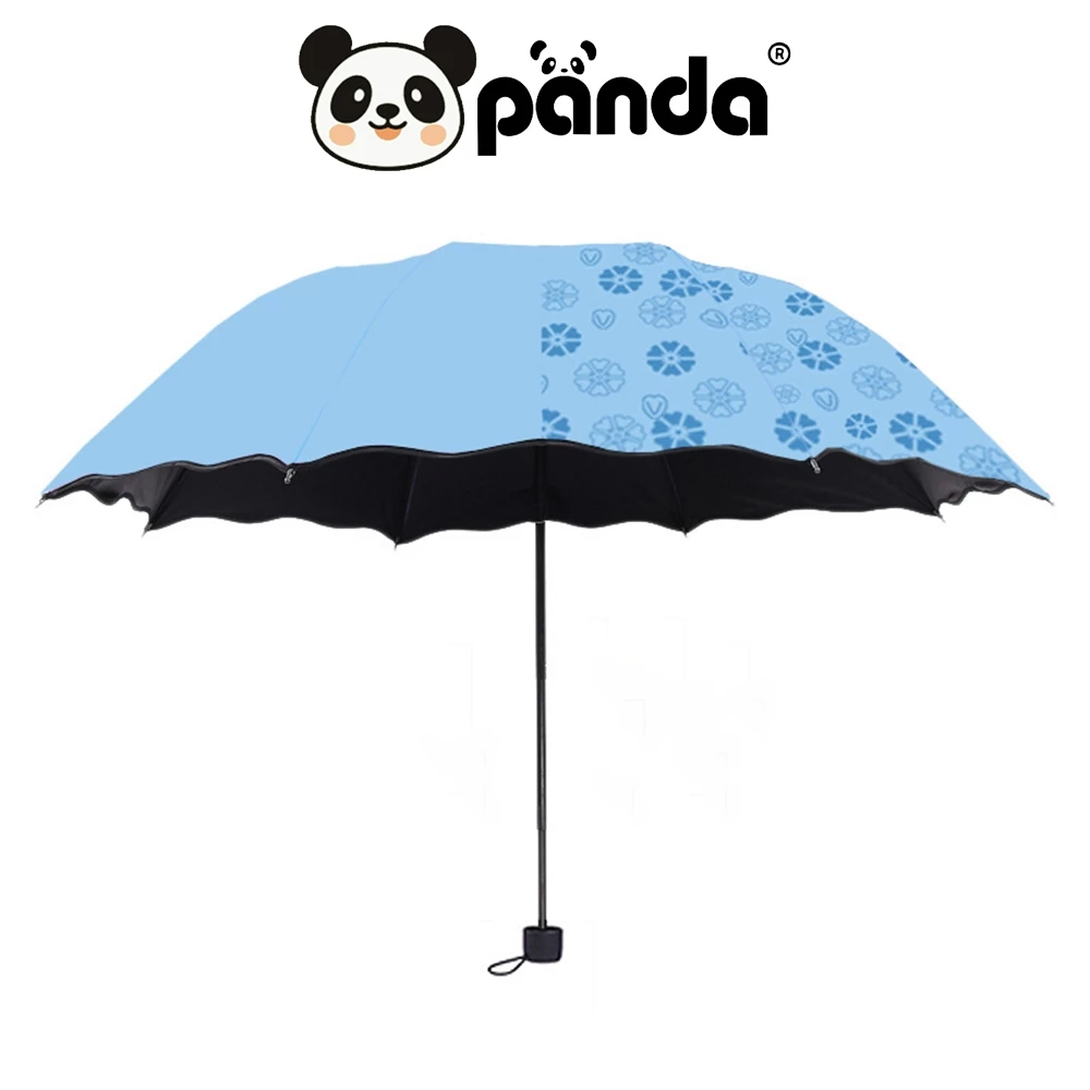 ร่มกันฝน รุ่นผ้า2ชั้น โดนน้ำเปลี่ยนลายดอกไม้ กันแดด กันยูวี กันUV พับได้ พับ Umbrella