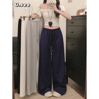 กางเกงผู้หญิง กางกางวอล์ม เอวยางยืด ใส่เชือกที่เอว สไตล์ออลแ…