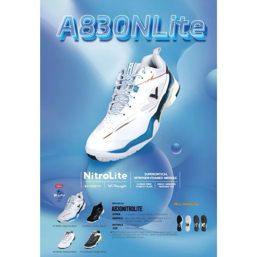 VICTOR รองเท้ากีฬาแบดมินตัน รุ่น A830 NITROLITE (CG/AF) ลิขสิทธิ์แท้จาก VICTOR SPORT THAILAND