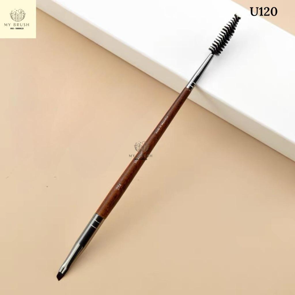 ส่งด่วน Makeupbrush แปรงเขียนคิ้ว ด้ามไม้ หัวเกลียว สองด้าน พร้อมส่งจากไทย Eyebrow brush U120