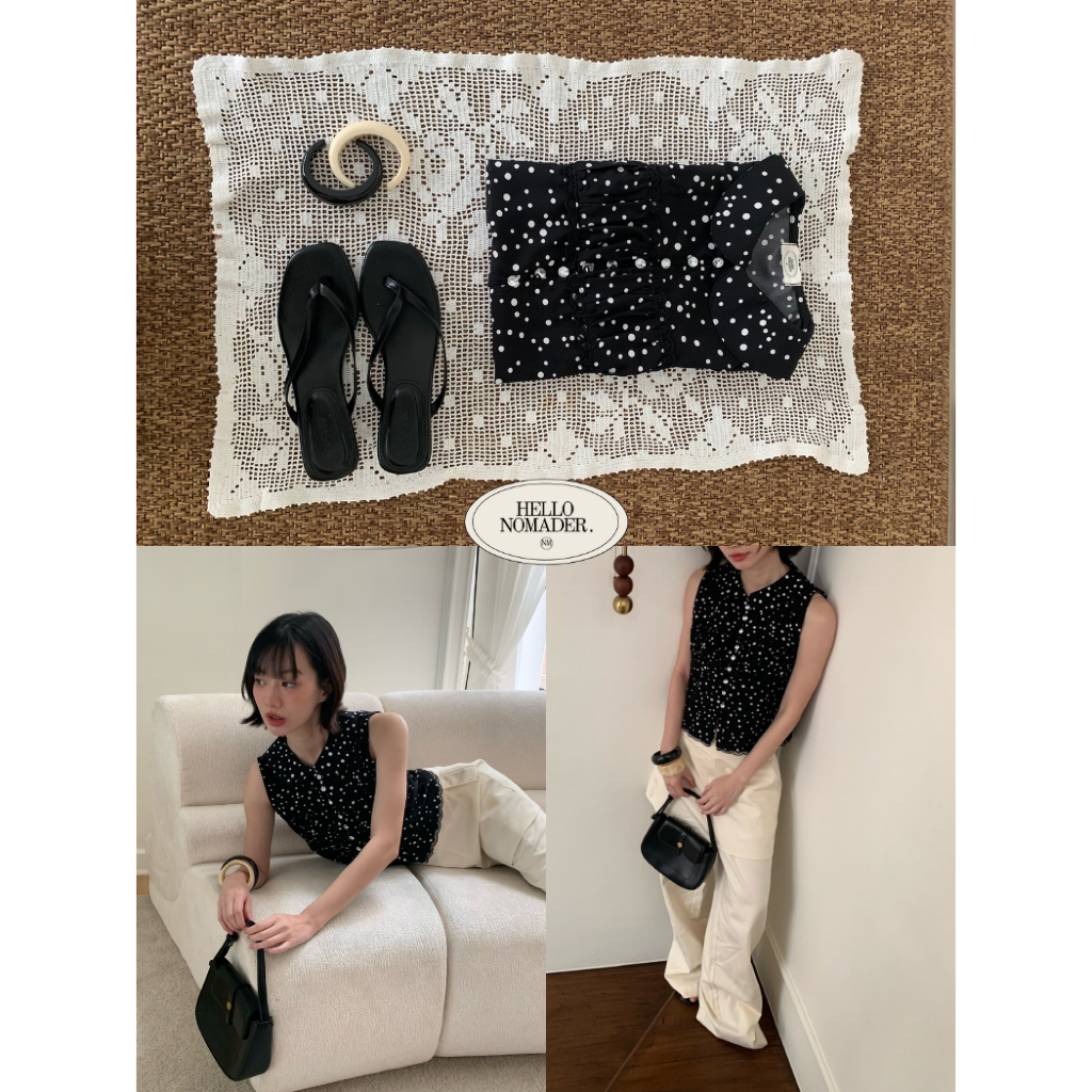 NOMADE.& พร้อมส่ง cottage dot top {เสื้อแขนกุดคอบัวลายจุด}