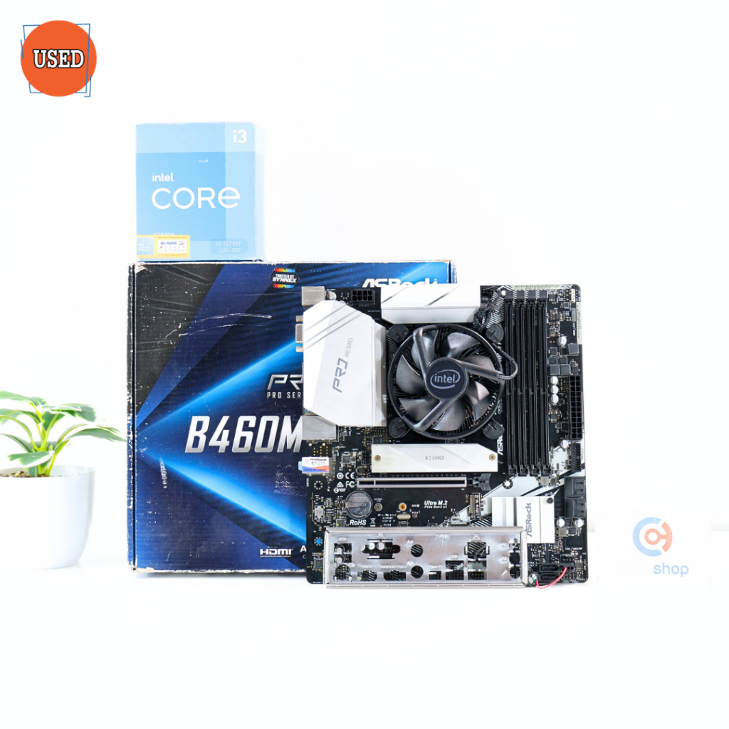 ชุดซีพียูพร้อมเมนบอร์ด CPU: INTEL CORE I3-10105F + MB: ASROCK B460M PRO4 P16586