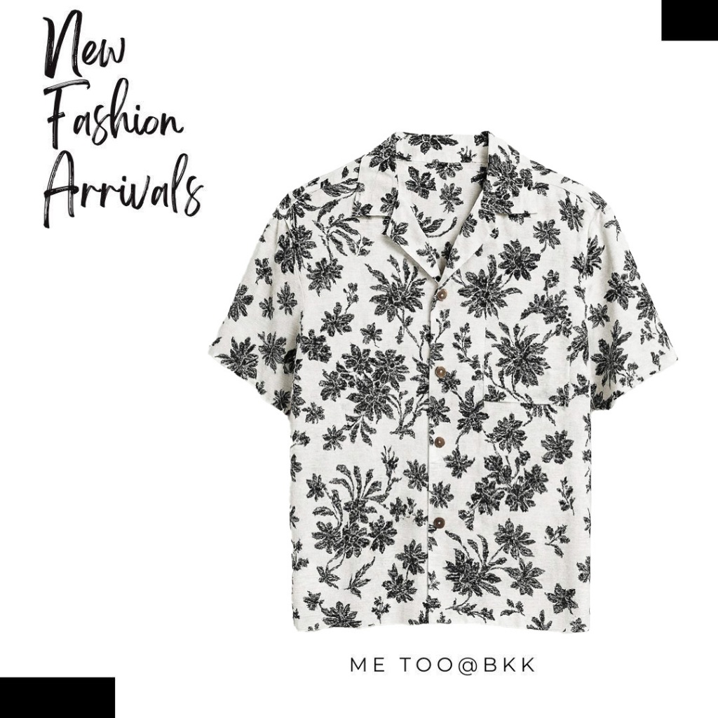 1.WOLF Hawaii Shirt เสื้อฮาวาย เสื้อฮาวายต่อลาย เสื้อแขนสั้น เสื้อเชิ้ต / W33