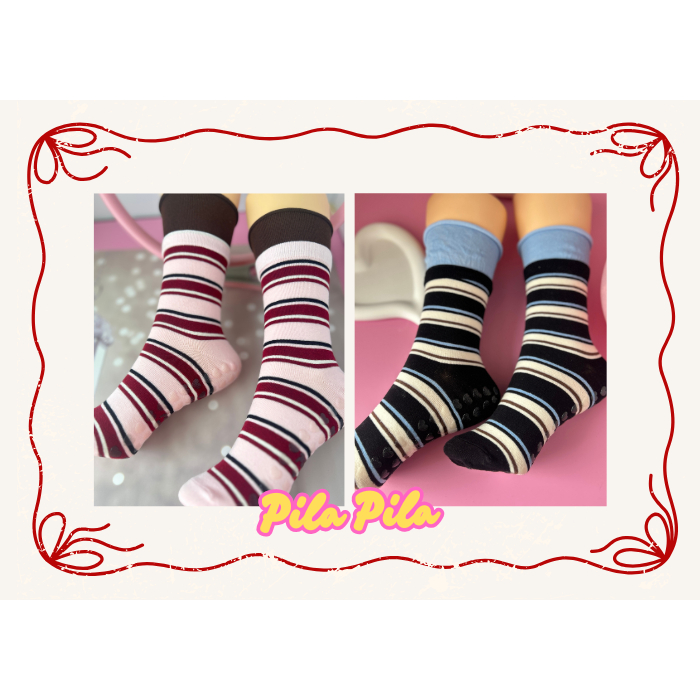 Pila Pila pilates Socks ถุงเท้าพิลาทิส แฟชั่น มีกันลื่น สไตล์เกาหลี วินเทจ