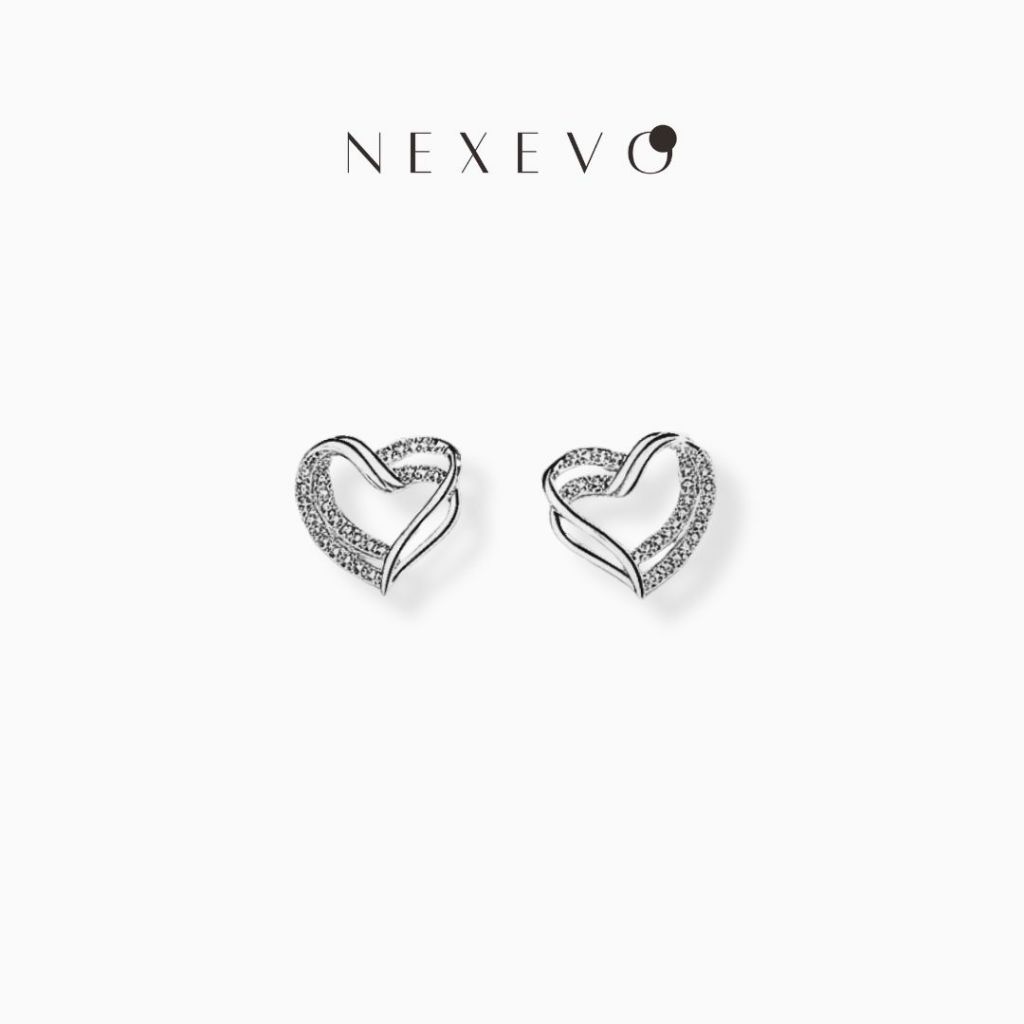 NEXEVO - Valentina ตุ้มหูเงิน ต่างหูหัวใจ ซื้ออย่างมั่นใจ ทุกรุ่นมีใบเงินแท้ GIT *แถมตุ๊กตาทุกออเดอร์...แบบสุ่ม*