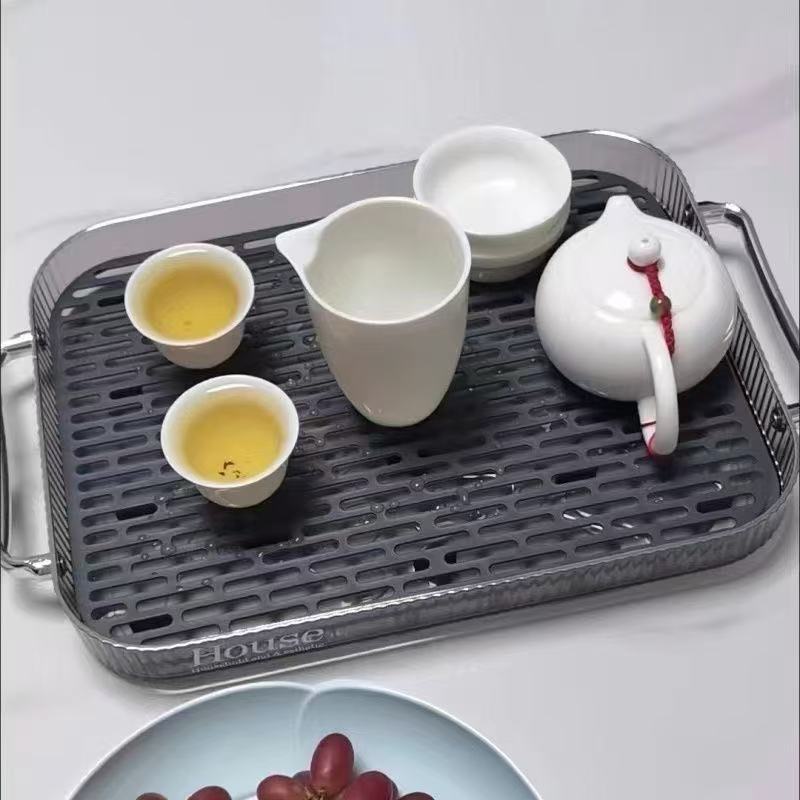 <Haven Luxe> ถาดเอนกประสงค์ถาดแก้วถาดน้ำชาพร้อมตะแกรงเหล็กวัสดุพลาสติก PP มีหลายขนาด - รูปที่ 2