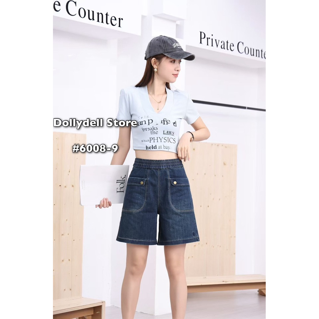กางเกงยีนส์ขาสั้นเอวยางยืดDolly รุ่น#6008-9 เนื้อผ้าคุณภาพดียืดได้ใส่สบายทรงสวย