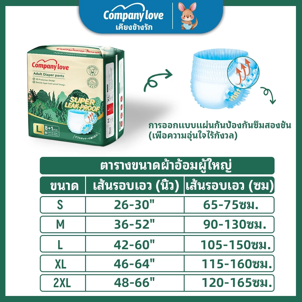 Company Love ผ้าอ้อมผู้ใหญ่แบบกางเกง ซึมซับ 1200cc 9ชิ้น/แพ็ค thumbnail 3