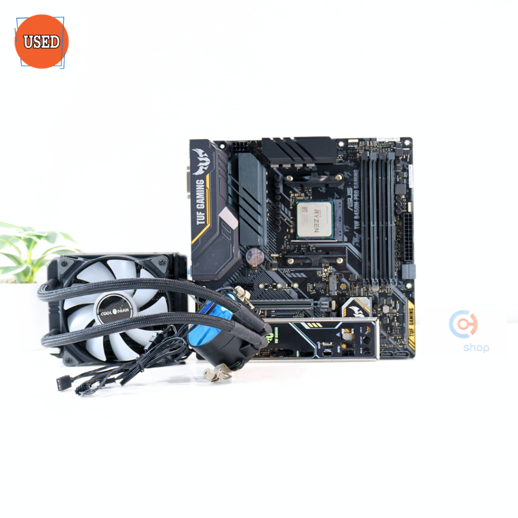 ชุดซีพียูเมนบอร์ดพร้อมชุดน้ำ CPU: RYZEN 5 2600X+MB: ASUS TUF B450M-PRO GAMING+LC: TSUNAMI COOLMAN CM