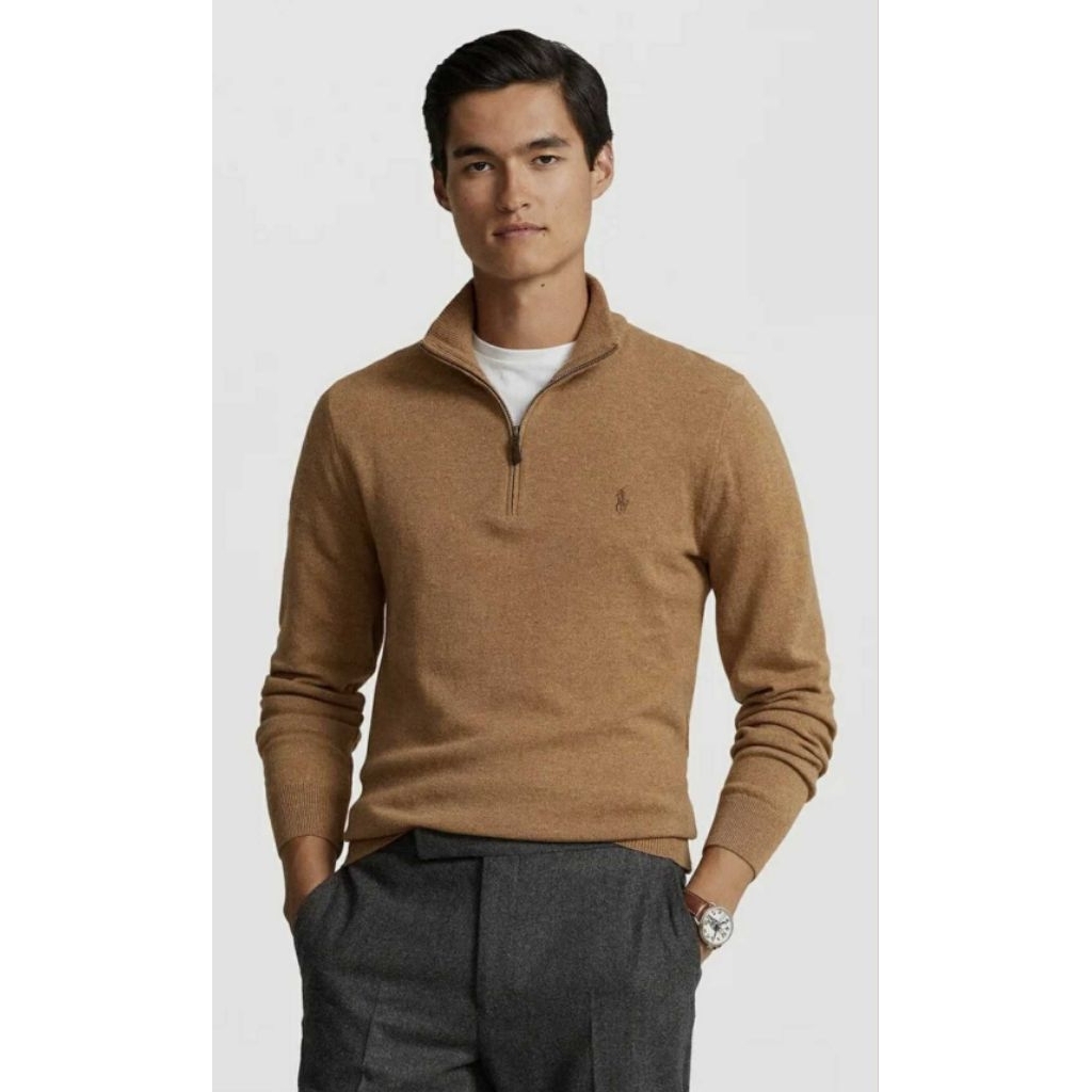 Polo Ralph Lauren Mesh-knit Cotton Quarter-zip Sweater Pima cotton