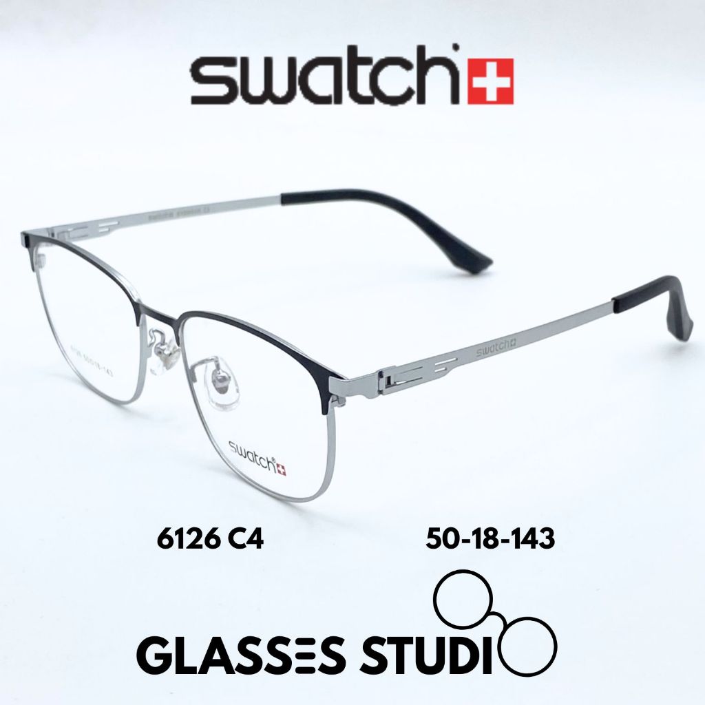 กรอบแว่น Swatch 6126 (สีดำเงินขาเงิน,สีดำขาเงิน,สีดำกัน,สีดำล้วน,สีดำทอง) 50-18-143