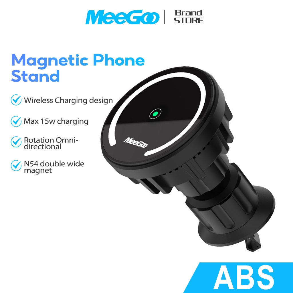 MEEGOO ที่ยึดมือถือในรถแบบแม่เหล็ก การออกแบบการชาร์จแบบไร้สาย ปรับได้ 360 เหมาะสำหรับ iPhone12ขึ้นไป