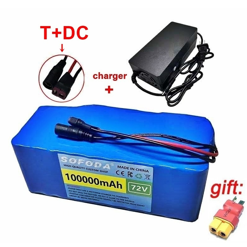 แบตเตอรี่ลิเธียม 72V 60AH/100AH/150AH  แบตเตอรี่  2000W E-bike 84V BMS+charger แบตเตอร์รี่รถไฟฟ้า แบ