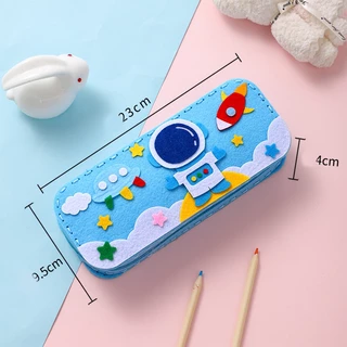 DIYเด็ก หัดเย็บ กล่องดินสอซิปDIY กระเป๋าดินสอซิป ของเล่นงานประดิษฐ์ กล่องดินสอซิปลายการ์ตูน พร้อมอุปกรณ์ งานฝีมือ