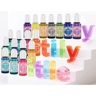 สีผสมคริสตัล สีใส สีเรซินอีพ็อกซี่ DIY สีเม็ดสีคริสตัลกาว AB/UV ใช้เอสเซนส์ สี30 สี 10 มล.