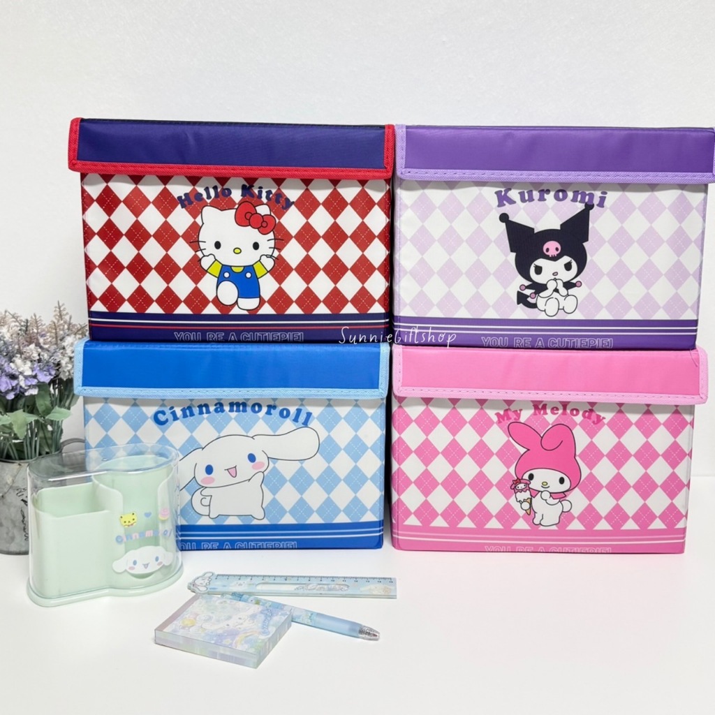 กล่องพับได้ แบบมีฝาปิด ผ้าสปันบอนด์ ลายการ์ตูน 29x19.5x21cm