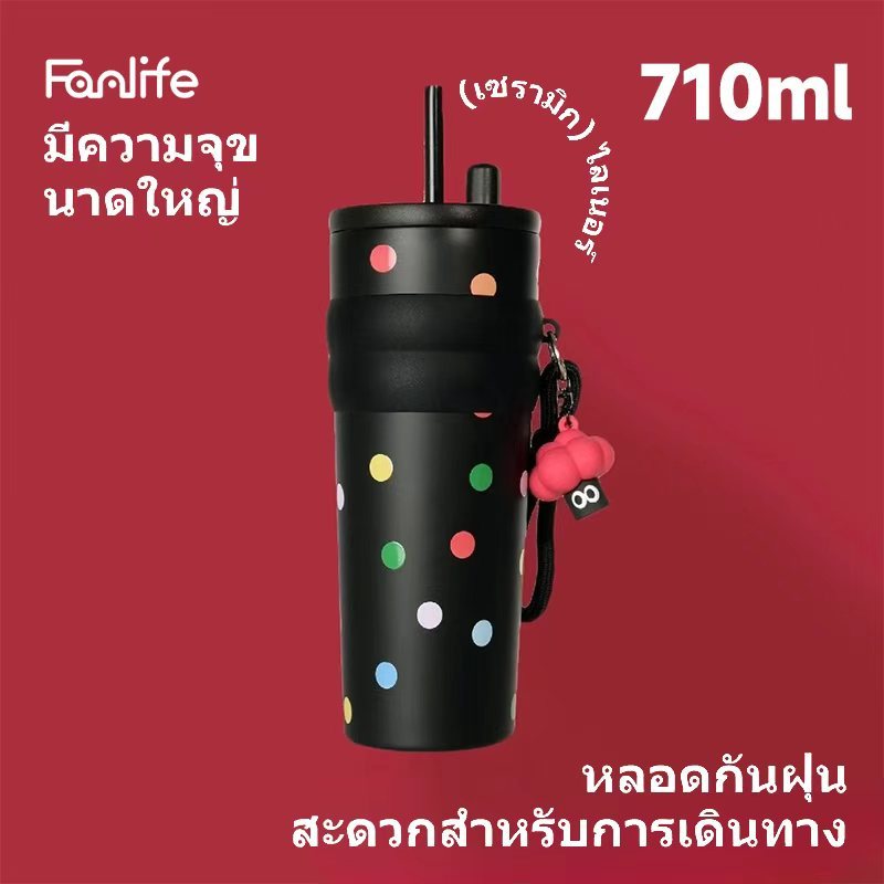 【ศเซรามิคไลเนอร์】710ML แก้วเก็บความเย็น แก้วเยติแท้ เก็บได้ทั้งความร้อน แก้วเยติน่ารัก ของขวัญ-261