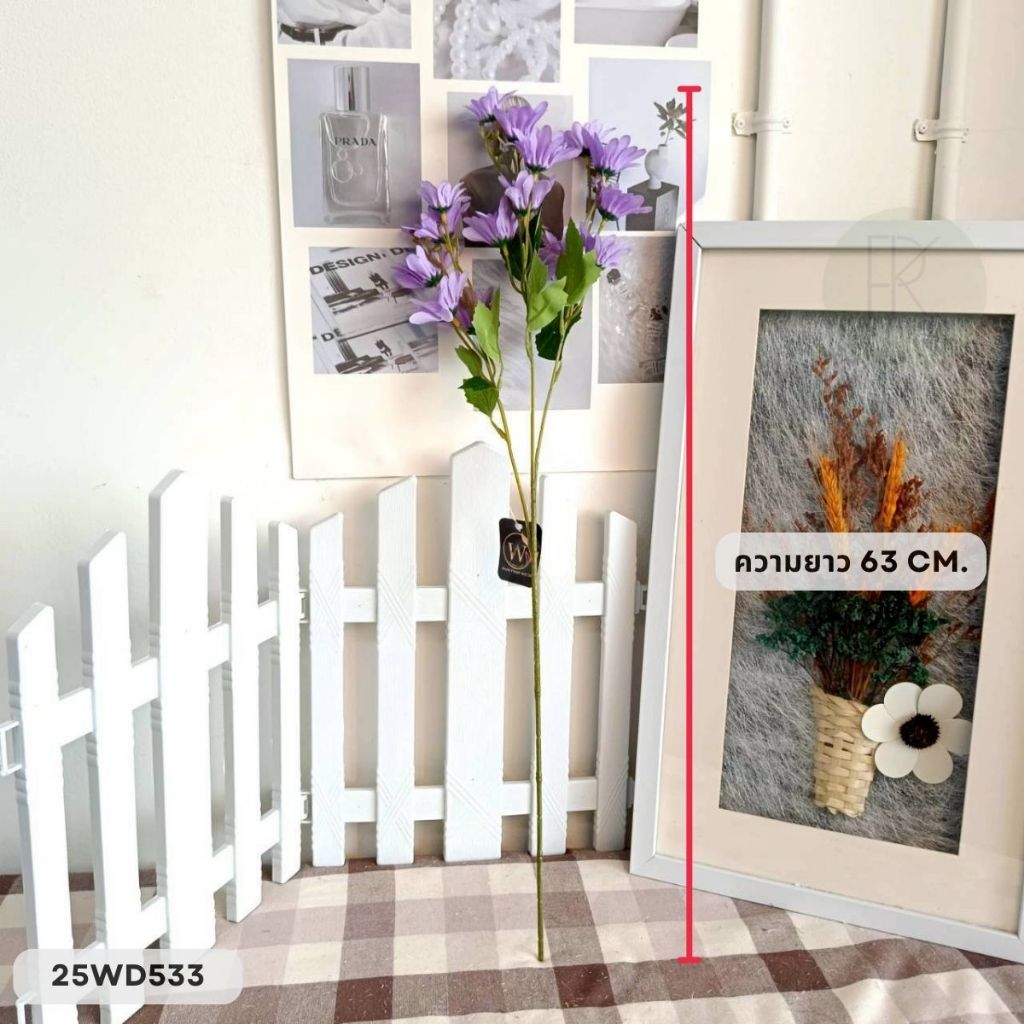 เดซี่ก้านยาว 3 กิ่ง 15 ดอก หน้าดอก 7 cm. สูง 63 cm. - รูปที่ 2