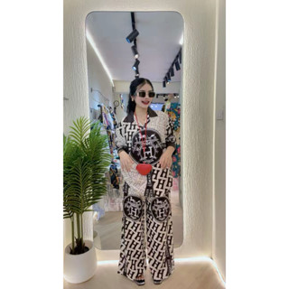 9️⃣ชุดเช็ตผ้าไหมอิตาลีชุดเซ็ตเสื้อฮาวาย+กางเกงขายาวมีกระเป๋า…