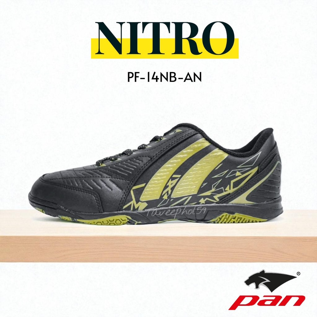 👟[PF-14NB-AN] Nitro Elvaloy รองเท้าฟุตซอล ยี่ห้อแพน (Pan) สีดำ/ทอง ราคา 725 บาท