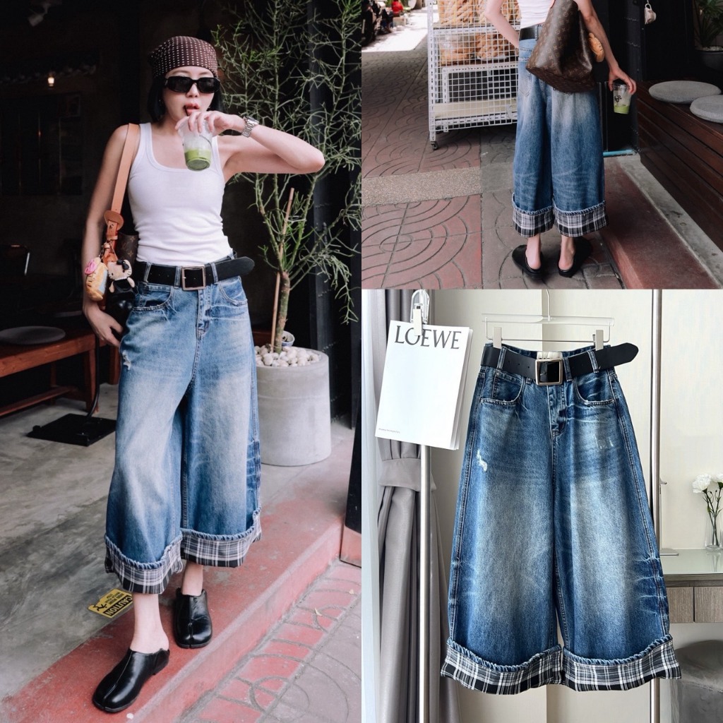 Cuffed Jeans กางเกงยีนส์พับขาแต่งผ้าScott TAG DARIM 🇰🇷