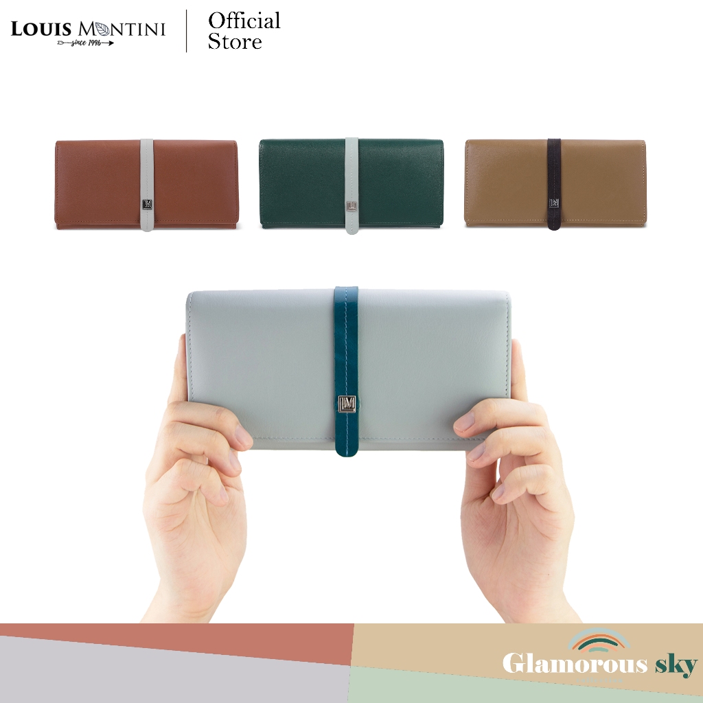 Louis Montini (Glamorous sky) กระเป๋าสตางค์ผู้หญิง หนังวัวแท้ หนังนิ่ม Women Wallet Clutch WL42