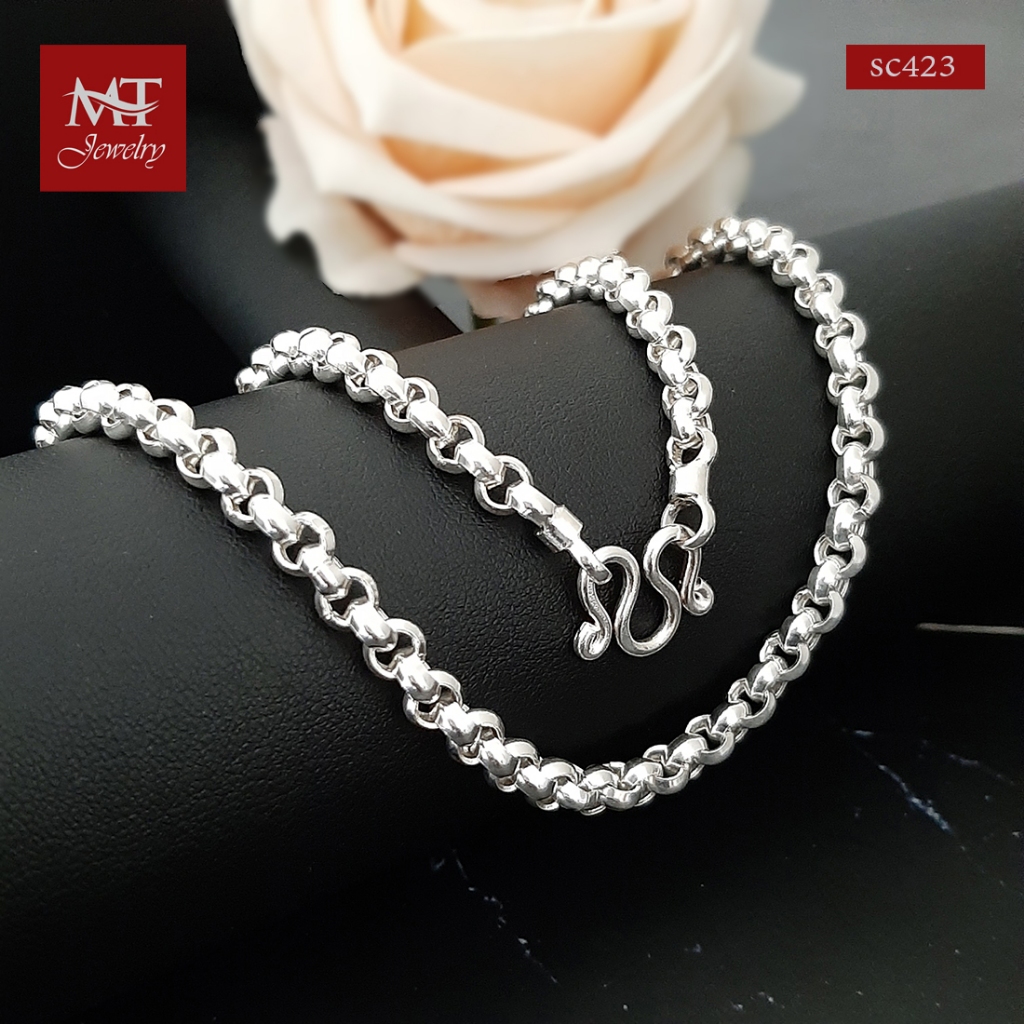 MT สร้อยคอเงินแท้ ผ่าหวาย งานไทย กว้าง 5.5 มม 24 นิ้ว พระ 1 3 องค์ Chain (sc423) MT Jewelry มณีธารา