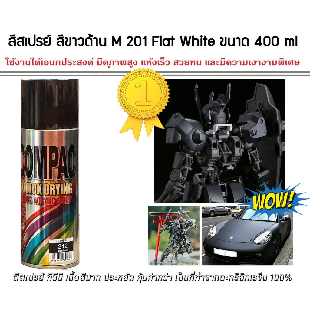 MPS Shop สีสเปรย์ สีดำด้าน M 212 Flat Black ขนาด 400 ml ใช้งานได้อเนกประสงค์ ของตกแต่งบ้าน โมเดล ฟิก