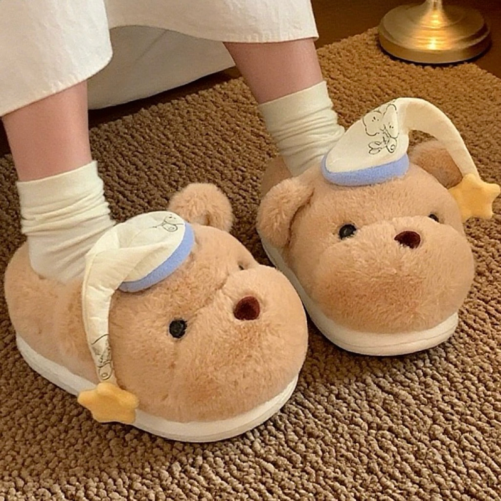 พร้อมส่ง🧸💤 รองเท้า Sleepy Star Bear น้องหมีสลีปปี้สตาร์ น่ารัก สลิปเปอร์ขนนุ่ม รองเท้าน่ารัก สไตล์เกาหลี 49090