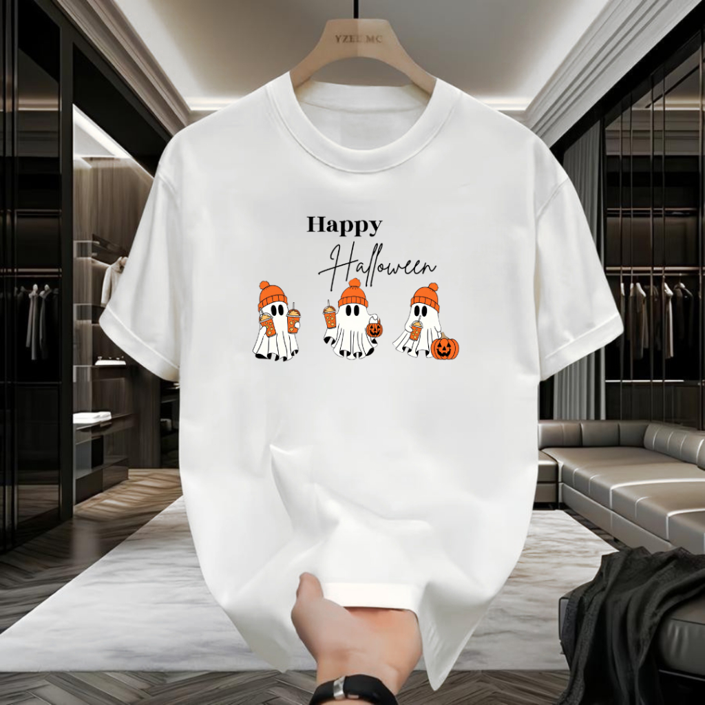 เสื้อยืด สไตล์เกาหลี สกรีนลวดลายวันฮาโลวีนอาร์ตๆ เสื้อแฟชั่น เสื้อสตรีท เสื้อผ้านุ่มใส่สบาย แฟชั่นใหม่QQ144-QQ145
