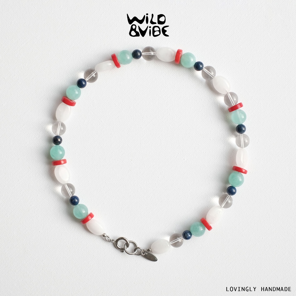Ocean Candy Necklace 💎 สร้อยหินแท้ผสมสีสดใส เสริมพลังใจ แฮนด์เมด by Wild & Vibe