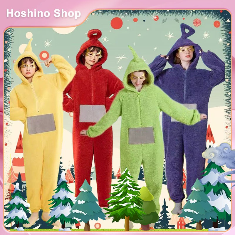 【จัดส่งจากกรุงเทพ】ชุดเทเลทับบี้ ชุดตุ๊กตาการ์ตูน ชุดนอนชิ้นเดียวสำหรับผู้ใหญ่ ส่งจากไทย ชุดกันหนาว ครบไซน์ ครบสี