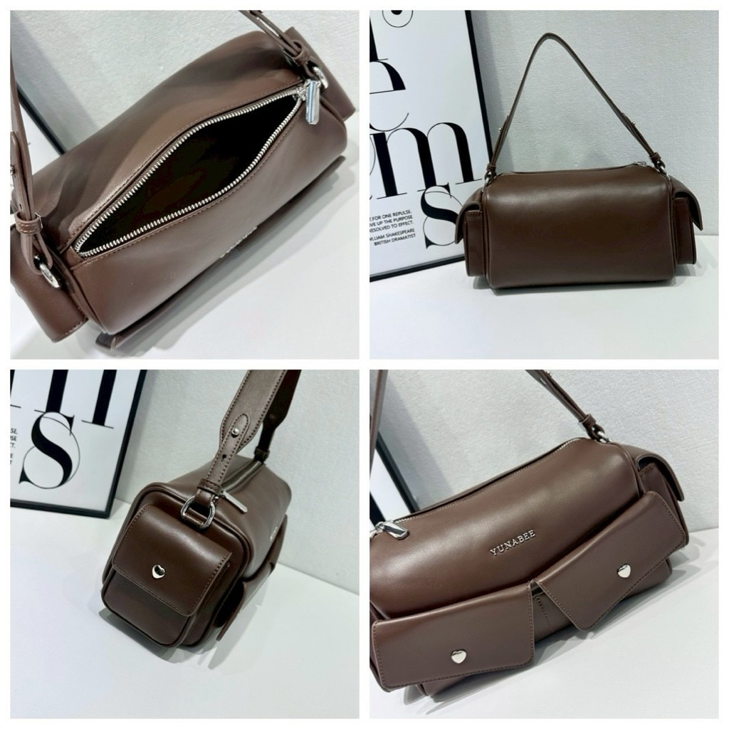 กระเป๋าYUNABEE 33619# กระเป๋าแบรนด์แท้💕 ขนาด10นิ้ว ทรง Baguette Bag ดีเทลกระเป๋าPUเนื้อดีทรงขนมปังฝรั่งเศส - รูปที่ 6