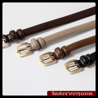 [ส่งจากกทม]แฟชั่นเกาหลี เข็มขัดหนังแท้ หัวเข็มขัดสีทองวินเทจ…