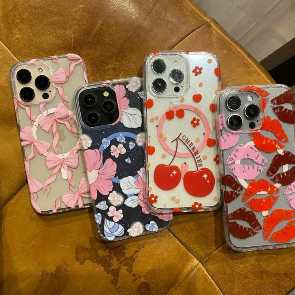เคสกลิตเตอร์สกรีนลายถึงขอบข้าง มีที่ชาร์จไรสาย ขอบนิ่มหลังแข็ง