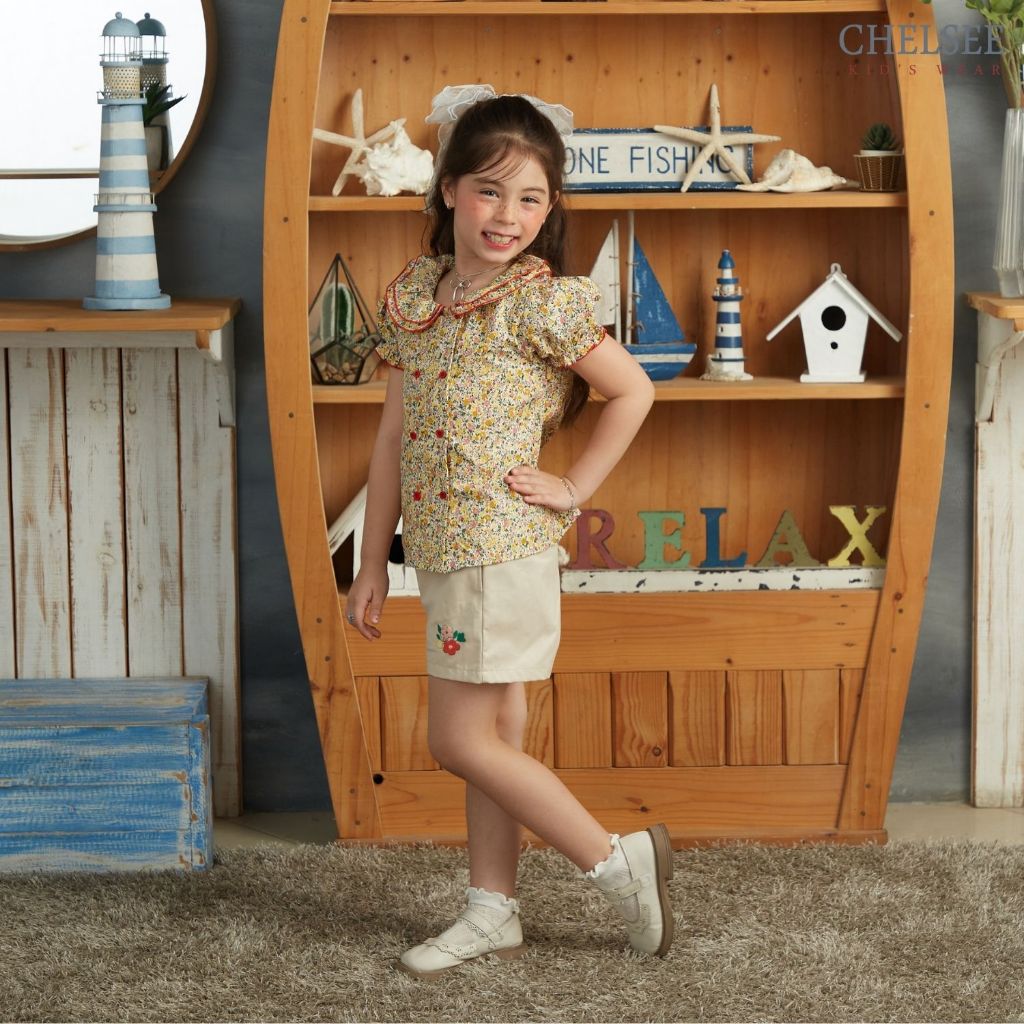 Chelsee เสื้อเชิ้ตคอกลม แขนตุ๊กตา ลายดอกไม้ 100%Cotton อายุ 1.5-10ปี เด็กผู้หญิง เสื้อผ้าเด็กโต รุ่น 238194 ราคา ถูกที่สุด ดีลบีเคเค แกลเลอรีภาพที่ 3