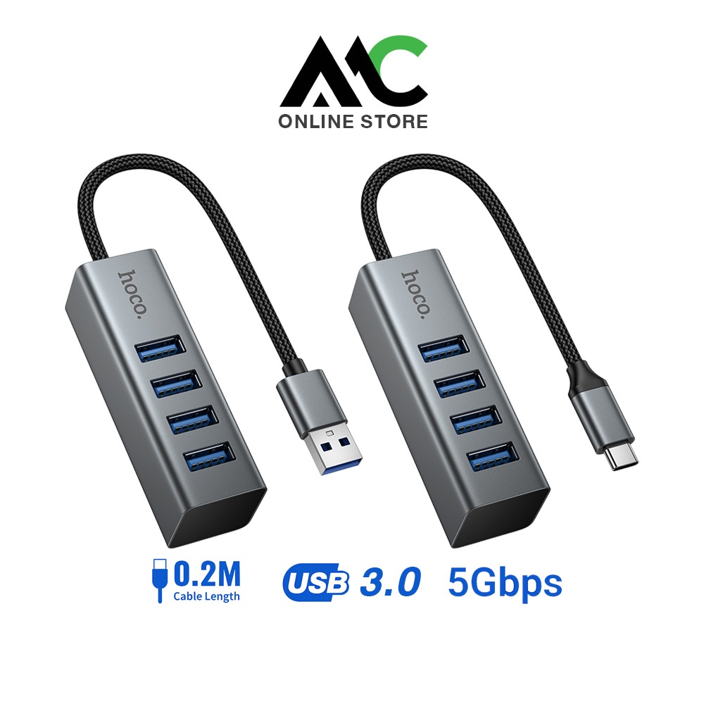 HOCO HB1B USB 3.0 HUB 4 Port เพิ่มช่องเสียบ USB สำหรับ PC / Laptop / Mobile(มือถือ) สายยาว 20 ซ.ม.