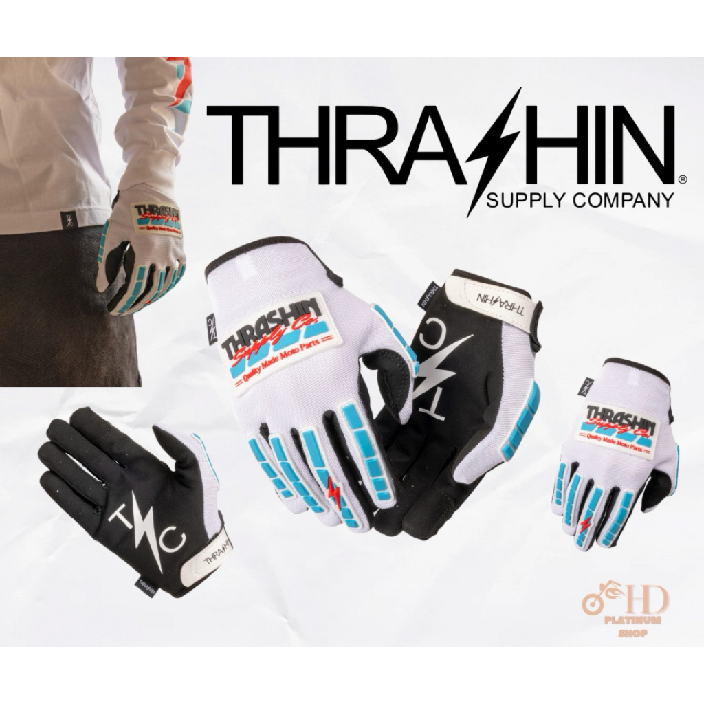 Moto Stealth Gloves - White / Blue