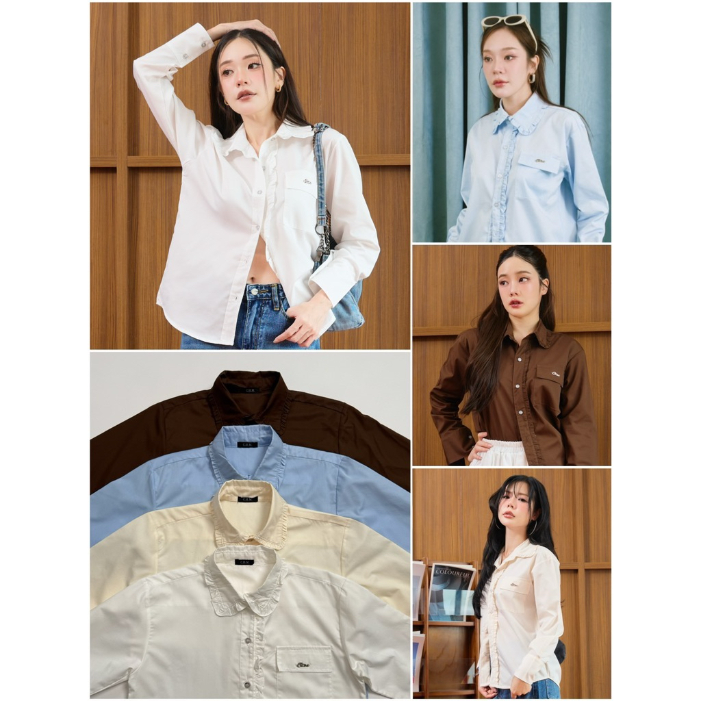 Uki shirt ( ขาว / ฟ้า / ครีม / น้ำตาล )