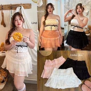 /LD/ กางเกงกระโปรงผ้าใยไผ่ สาวอวบ มีไซส์เอว32-46 แต่งโบว์ ชา…