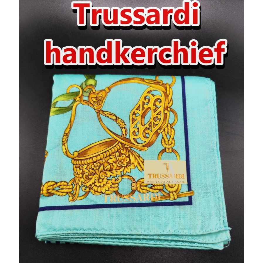 ผ้าเช็ดหน้า ผู้ชาย/ผู้หญิง แบรนด์เนมแท้ Trussardi Bandana Large  Handkerchief Scarf POCKET SQUARE CO