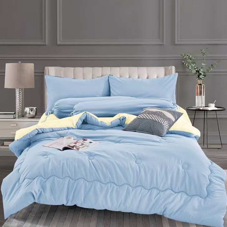 C&J ARANTEXTILEชุดผ้านวม Cotton พรีเมี่ยมสีทูโทนงานคุณภาพหรูหรา นุ่มมาก ฟู เนื้อเนียนแน่น เย็นสบายห่มได้ทุกฤดู